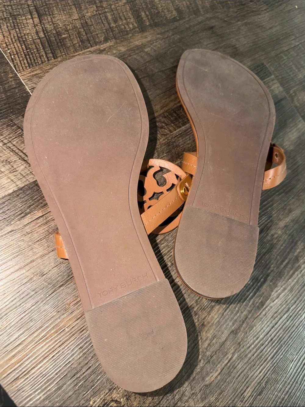Tory Burch Brown Miller Logo Thong Sandals - Picture 2 of 6